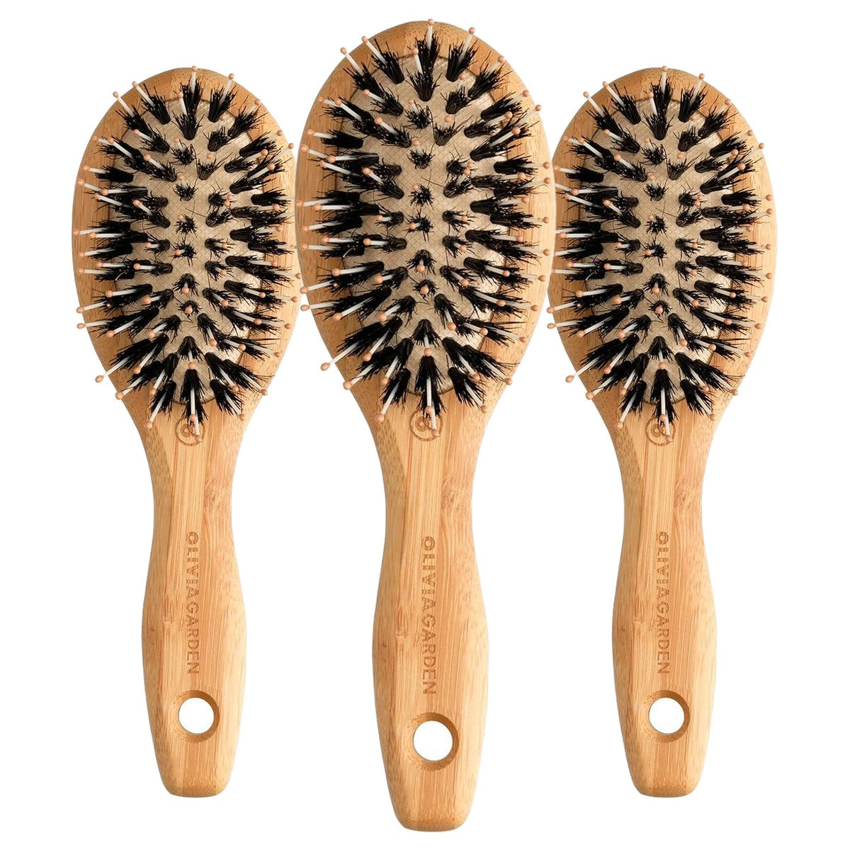 Olivia Garden Bamboo Touch Brush Ontwarrende Haarborstel, Maat XS - 3-pack