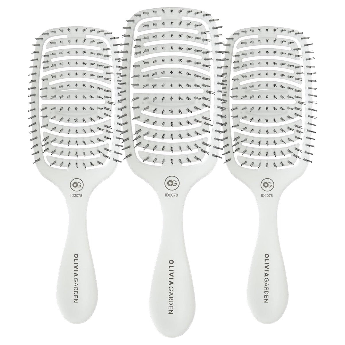 Olivia Garden Essential Care Flex Haarborstel voor Fijn Haar, IJswit - 3-pack