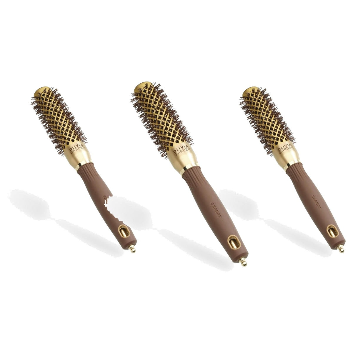 Olivia Garden Expert Blowout Shine Ronde Borstel, Goud & Bruin, 25 mm - 3-pack