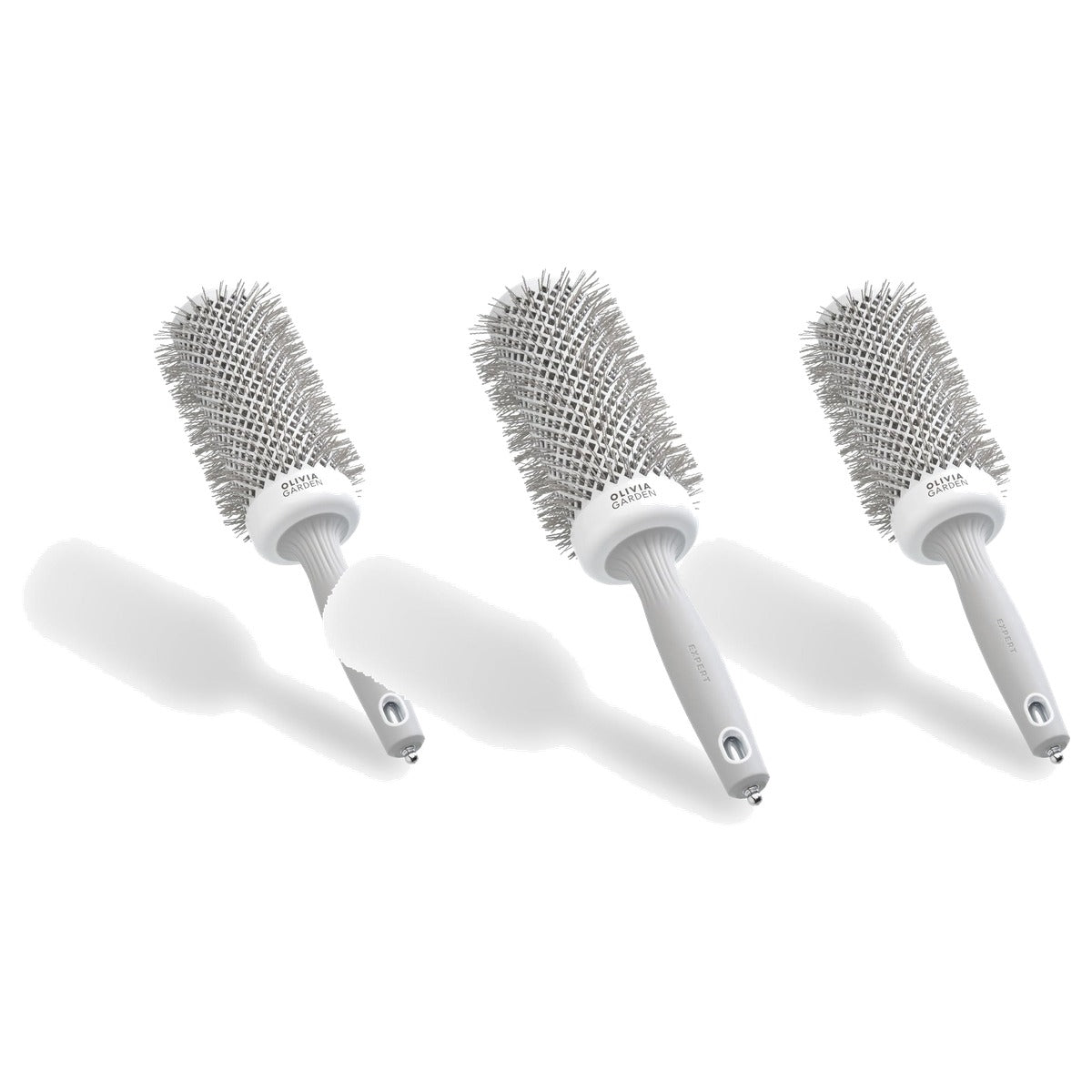 Olivia Garden Expert Blowout Speed Ronde Borstel, 55 mm - Wit & Grijs - 3-pack