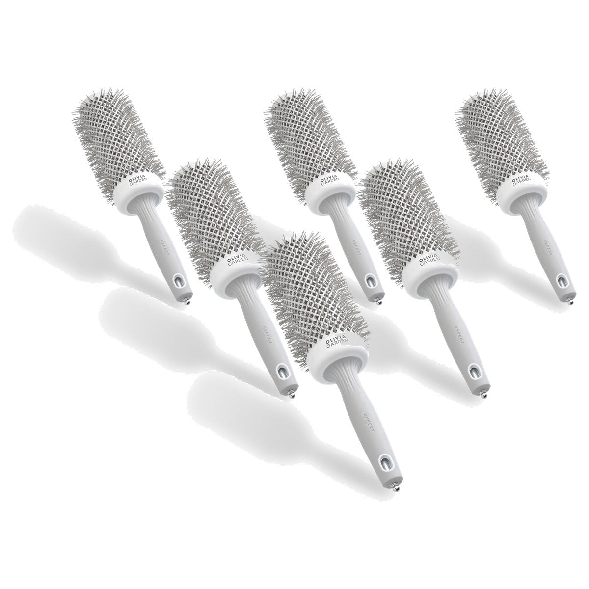 Olivia Garden Expert Blowout Speed Ronde Borstel, 55 mm - Wit & Grijs - 6-pack