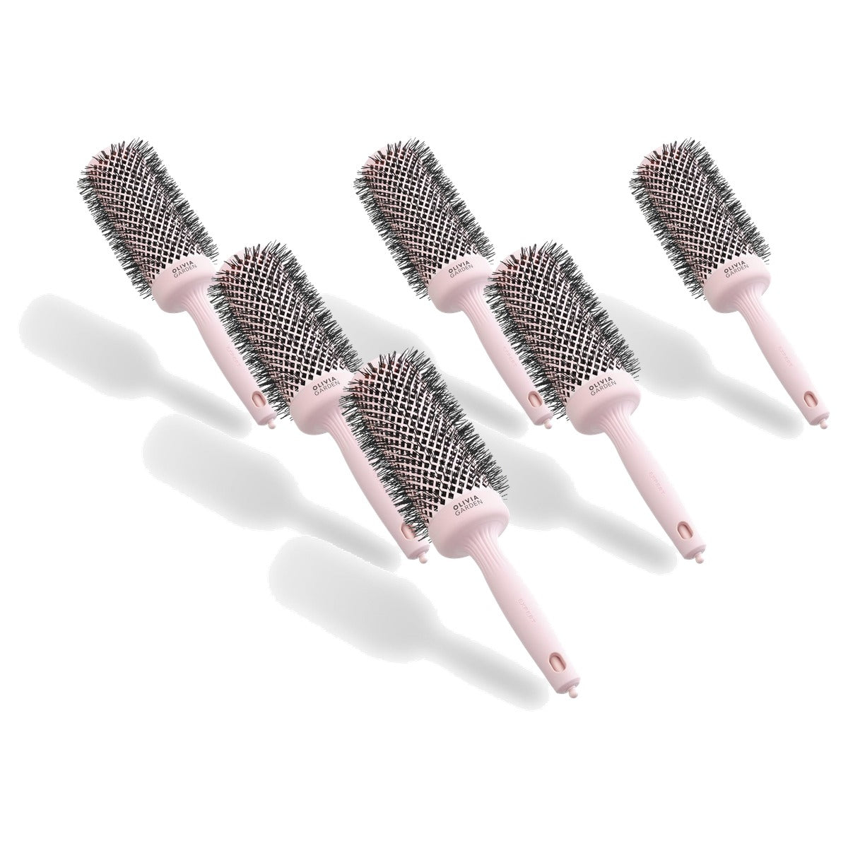 Olivia Garden Expert Blowout Speed Ronde Borstel, Pastelroze, 55 mm - 6-pack