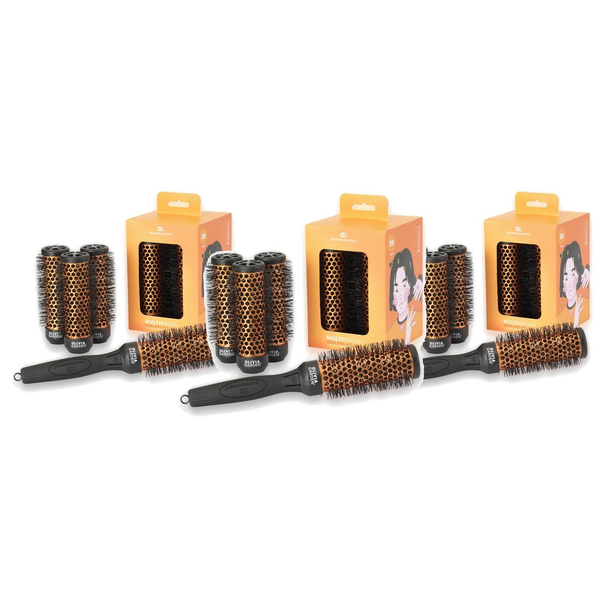 Olivia Garden MultiBrush Curlers Kit, 4 Opzetstukken, Maat 35 - 3-pack