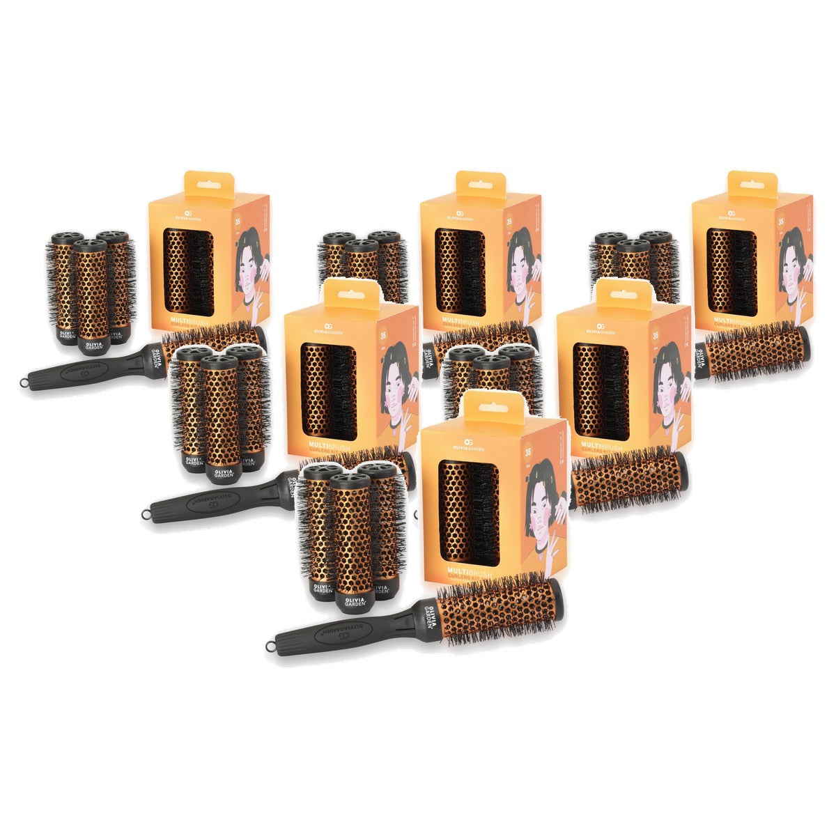 Olivia Garden MultiBrush Curlers Kit, 4 Opzetstukken, Maat 35 - 6-pack