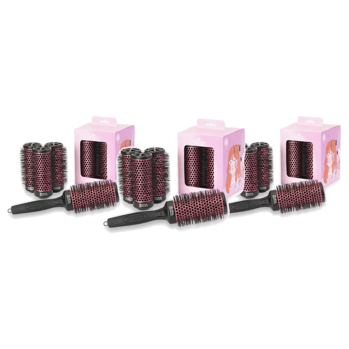Olivia Garden MultiBrush Curlers Kit, 4 Opzetstukken, 45 mm - 3-pack