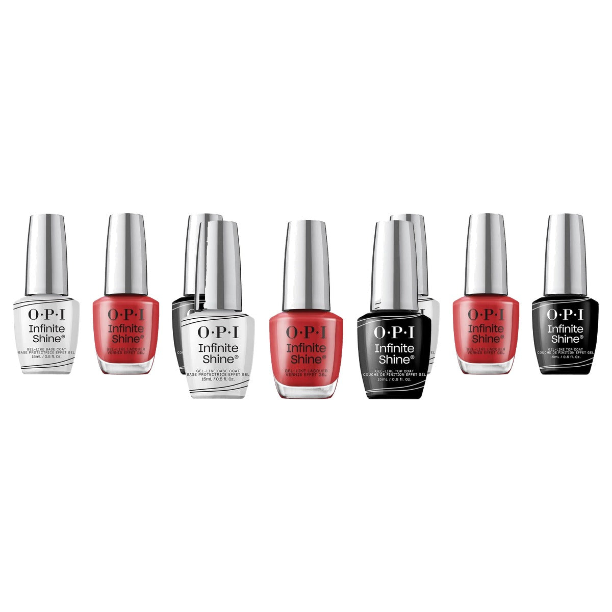 OPI Infinite Shine Set Base Coat + Big Apple Red + Top Coat 3 x 15 ml - 3-pack