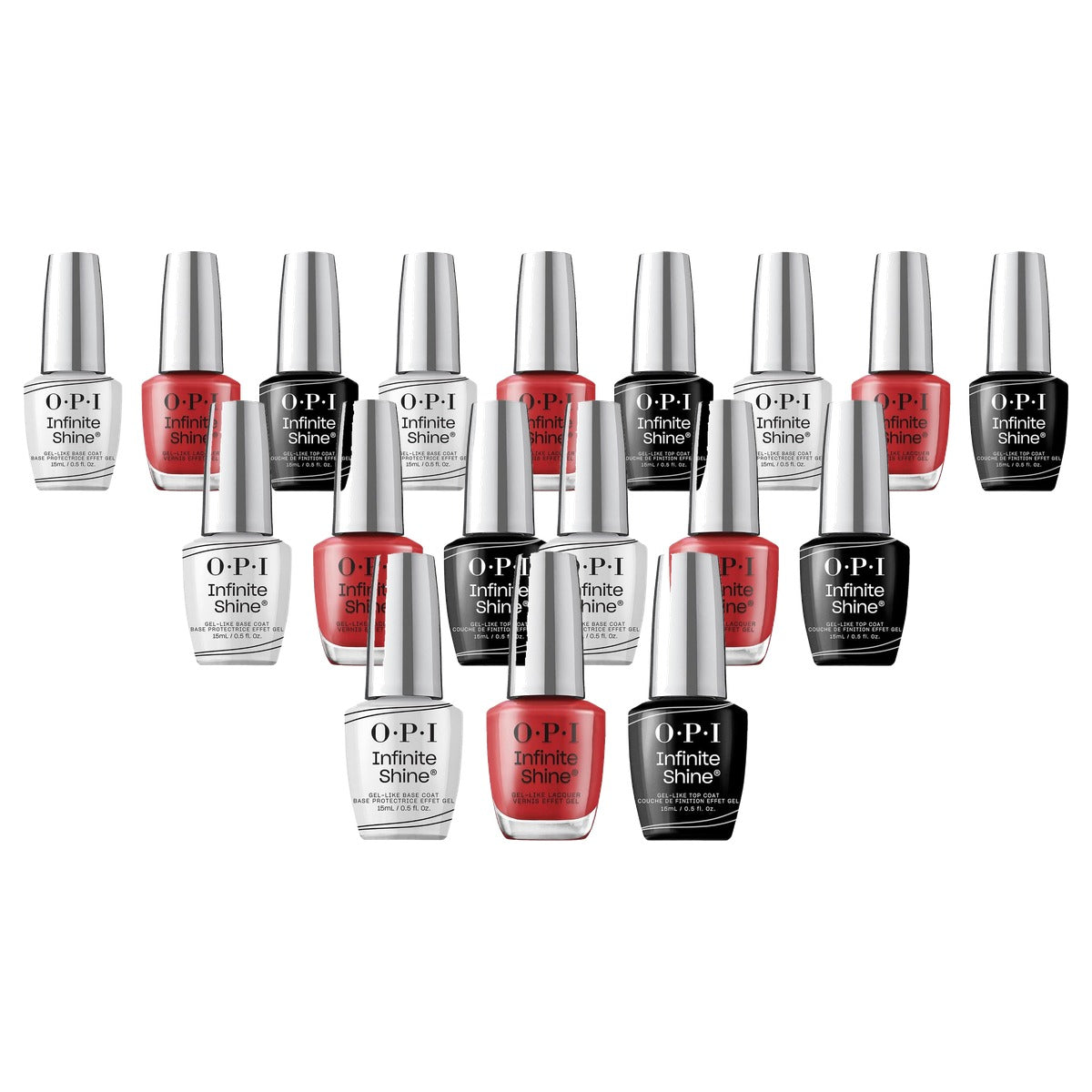 OPI Infinite Shine Set Base Coat + Big Apple Red + Top Coat 3 x 15 ml - 6-pack