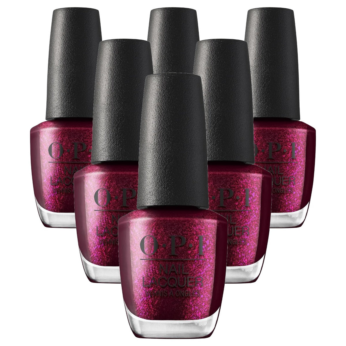 OPI Nail Lacquer Klassieke Nagellak Bordeauxrood met Glitter 15 ml - 6-pack