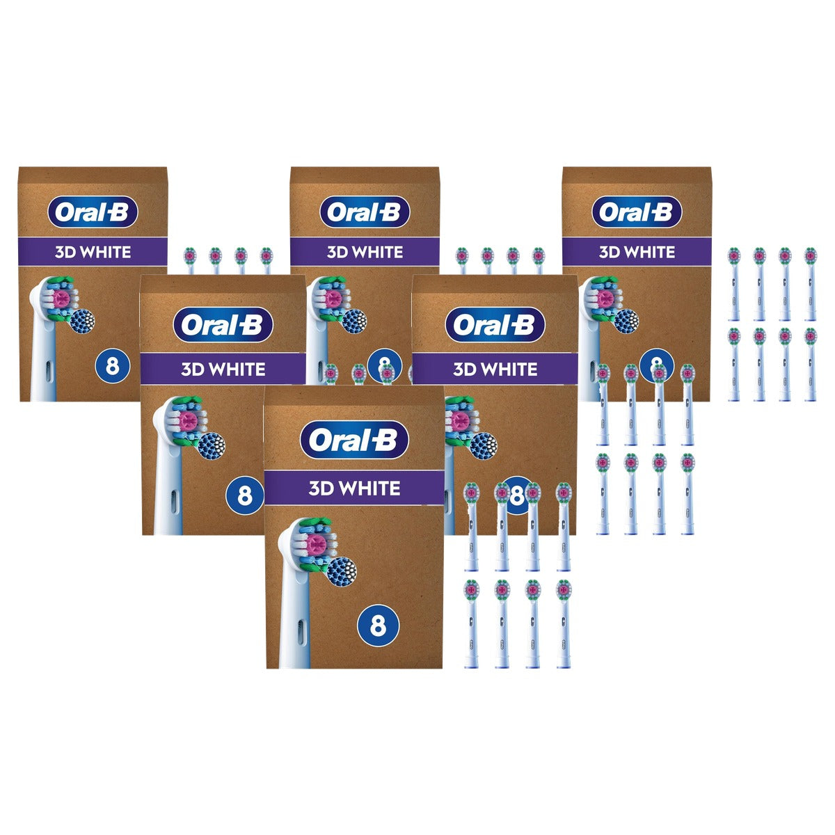 Oral-B Pro 3D White vervangende borstelkoppen 6 x 8 stuks - Voordeelverpakking