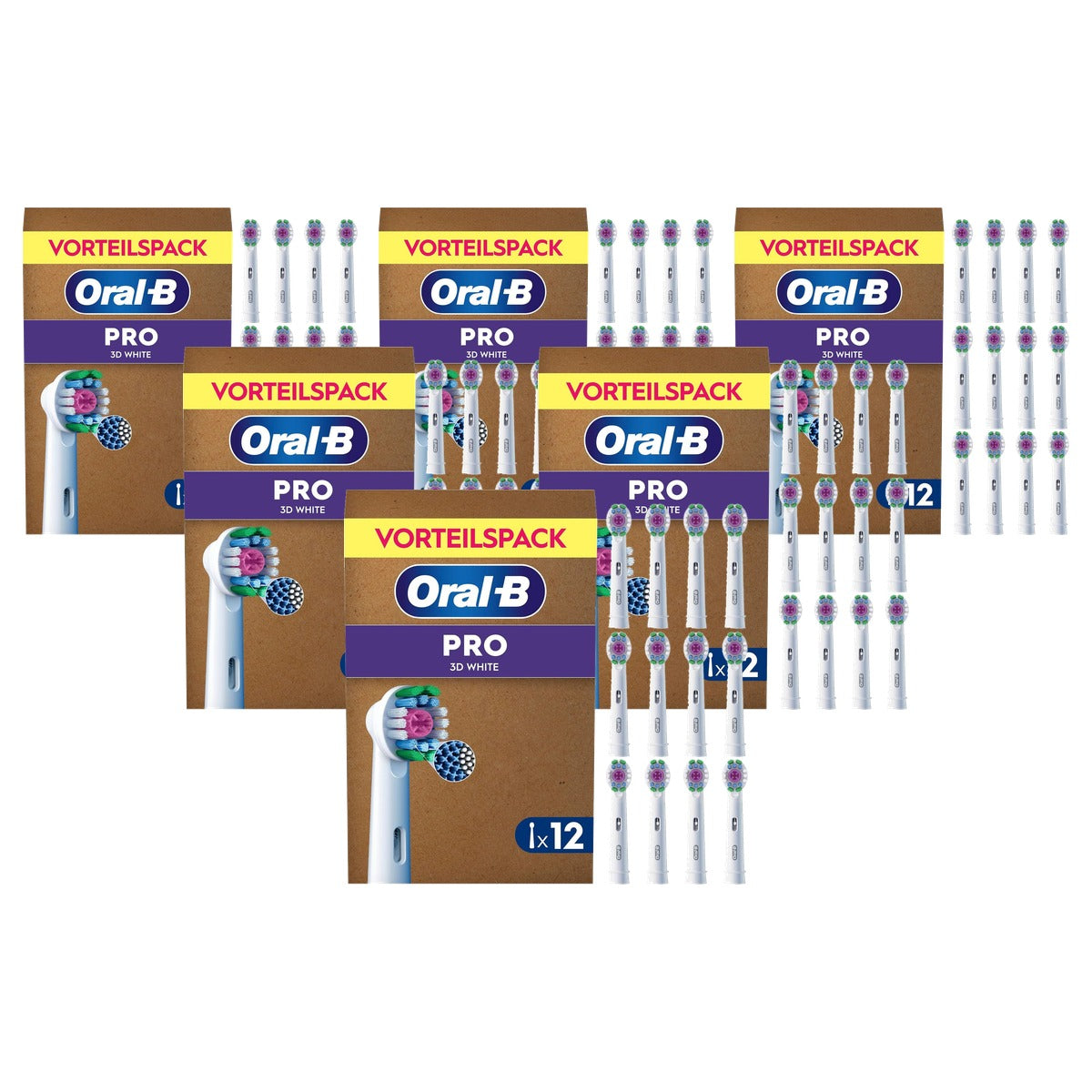 Oral-B Pro 3DWhite opzetborstels 6 x 12 stuks - Voordeelverpakking