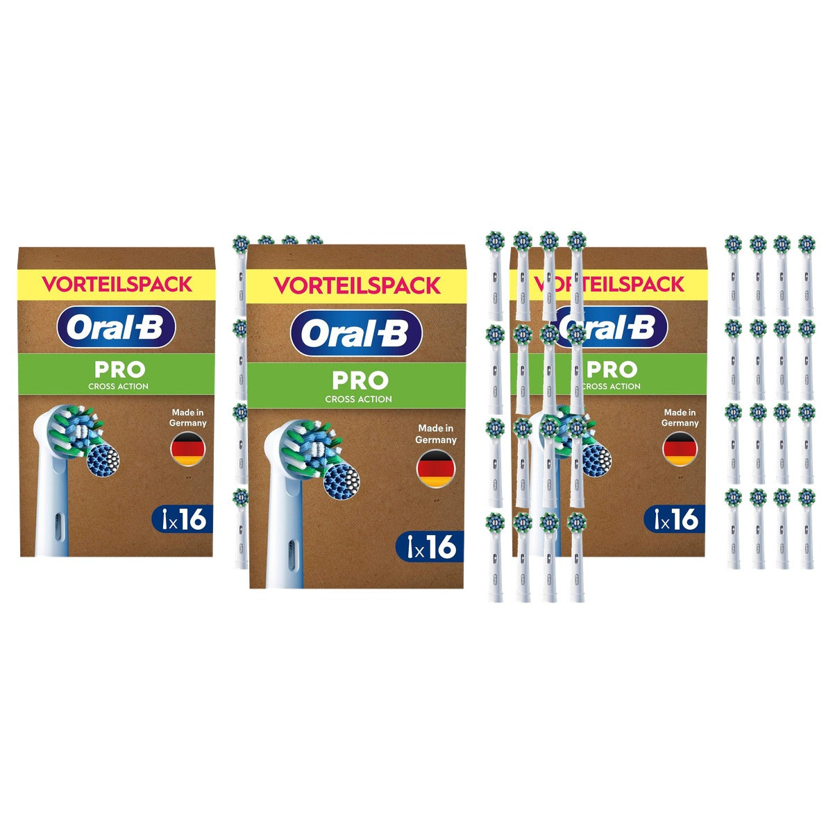 Oral-B PRO CrossAction opzetborstels wit 3 x 16 stuks - Voordeelverpakking