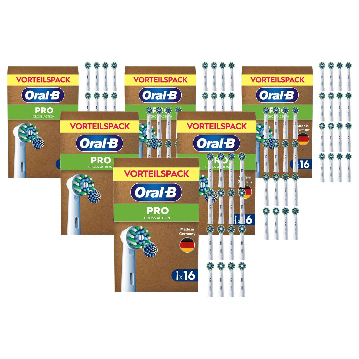 Oral-B PRO CrossAction opzetborstels wit 6 x 16 stuks - Voordeelverpakking