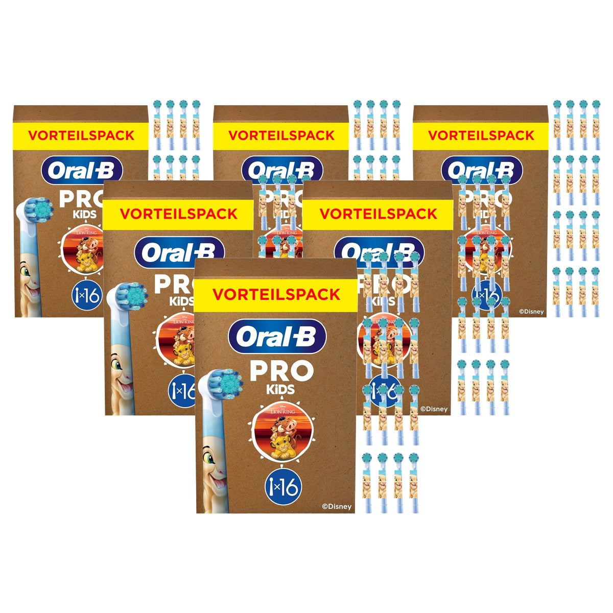 Oral-B Pro Kids 3+ Disney Leeuwenkoning opzetborstels 6 x 16 stuks - Voordeelverpakking