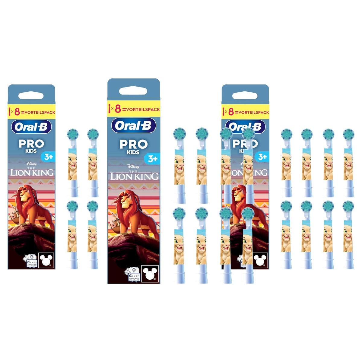 Oral-B Pro Kids 3+ Disney Leeuwenkoning opzetborstels wit 3 x 8 stuks - Voordeelverpakking