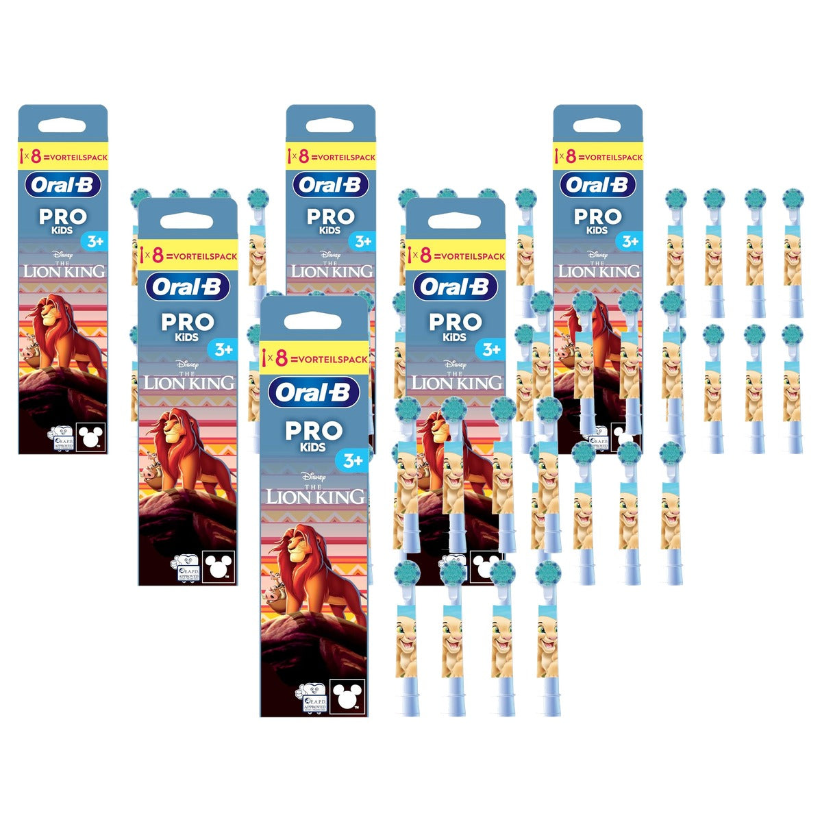 Oral-B Pro Kids 3+ Disney Leeuwenkoning opzetborstels wit 6 x 8 stuks - Voordeelverpakking