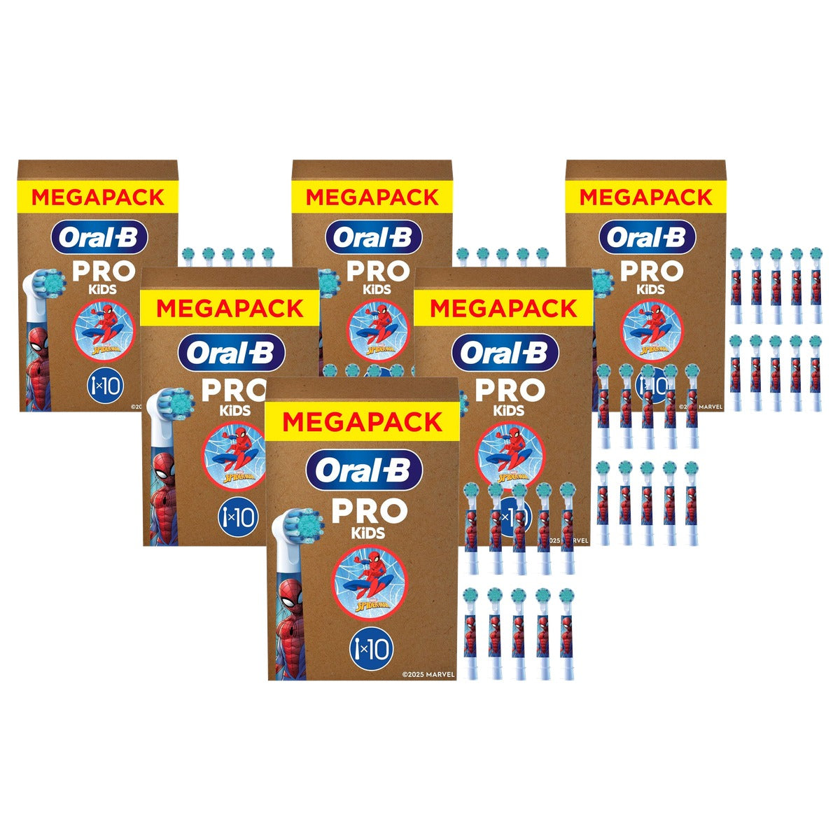 Oral-B Pro Kids 3+ Marvel Spider-Man opzetborstels 6 x 10 stuks - Voordeelverpakking