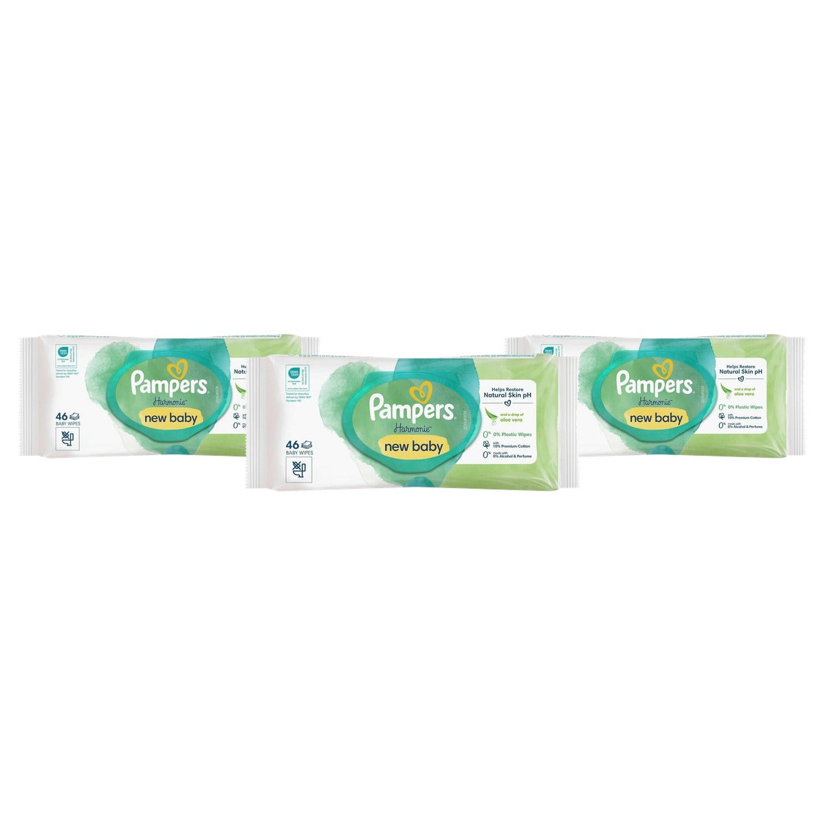 Pampers Harmonie vochtige babydoekjes Aloë Vera 46 doeken - 3-pack