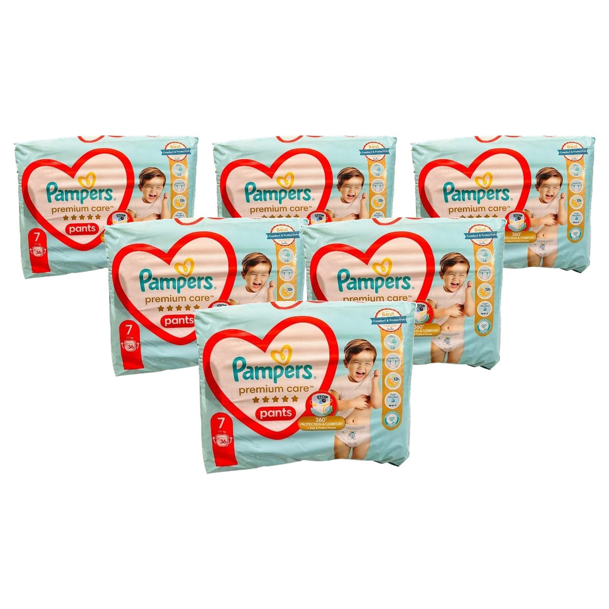 Pampers Premium Care Pants maat 7 (17+ kg) 6 x 36 stuks - Voordeelverpakking
