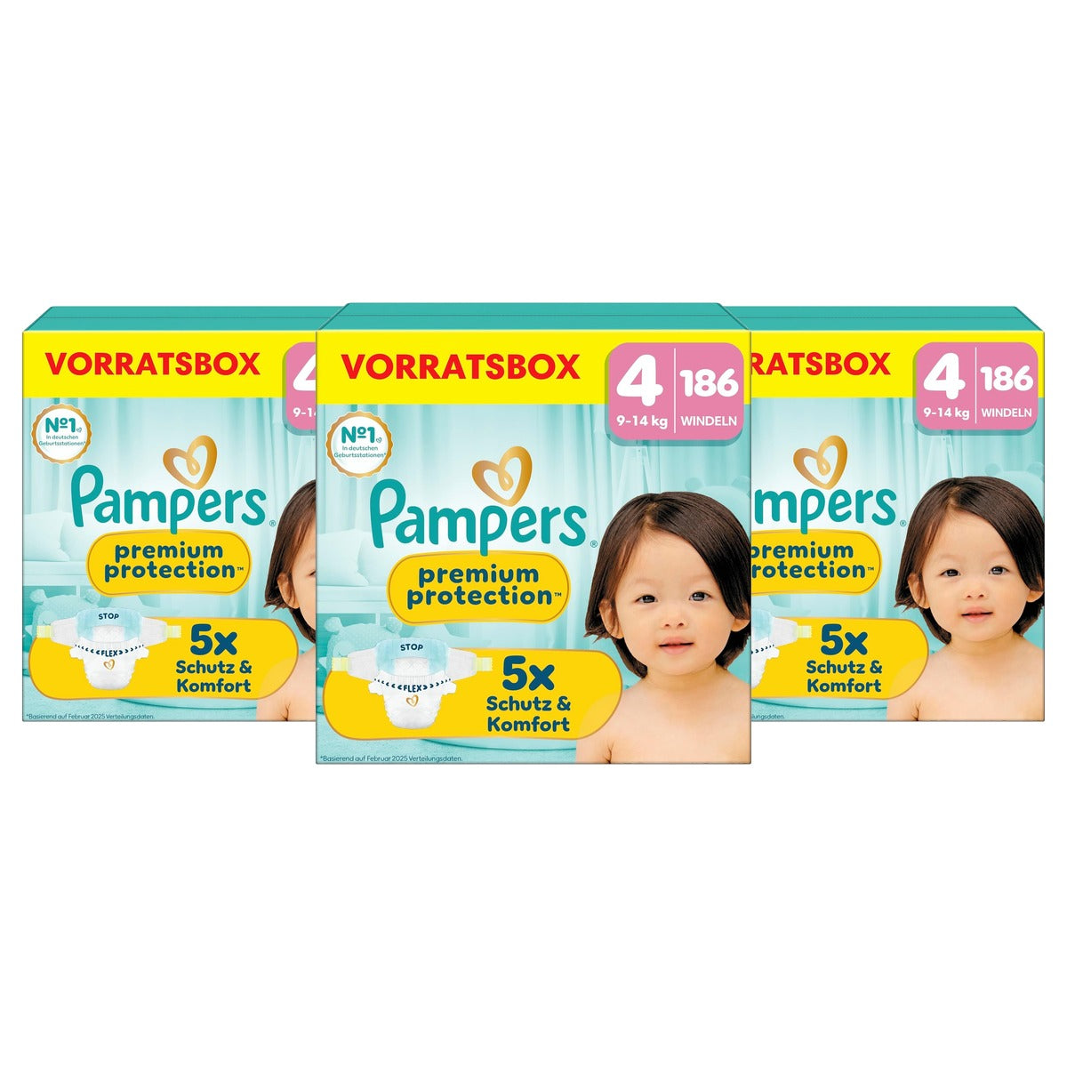 Pampers Premium Protection maat 4, 186 luiers, 9 3 x 14 kg - Voordeelverpakking