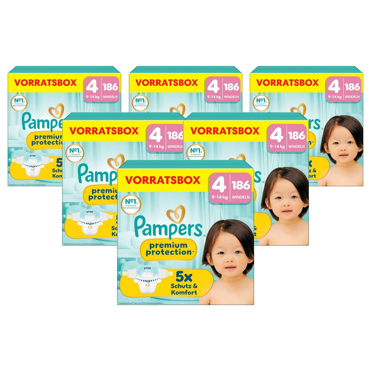 Pampers Premium Protection maat 4, 186 luiers, 9 6 x 14 kg - Voordeelverpakking
