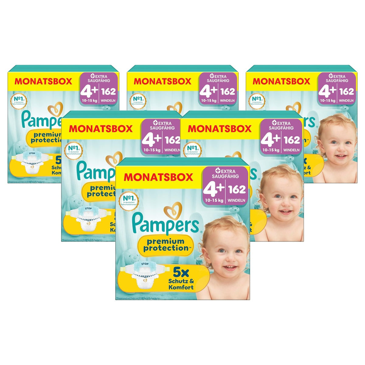Pampers Premium Protection maat 4+ 162 luiers 10 6 x 15 kg - Voordeelverpakking