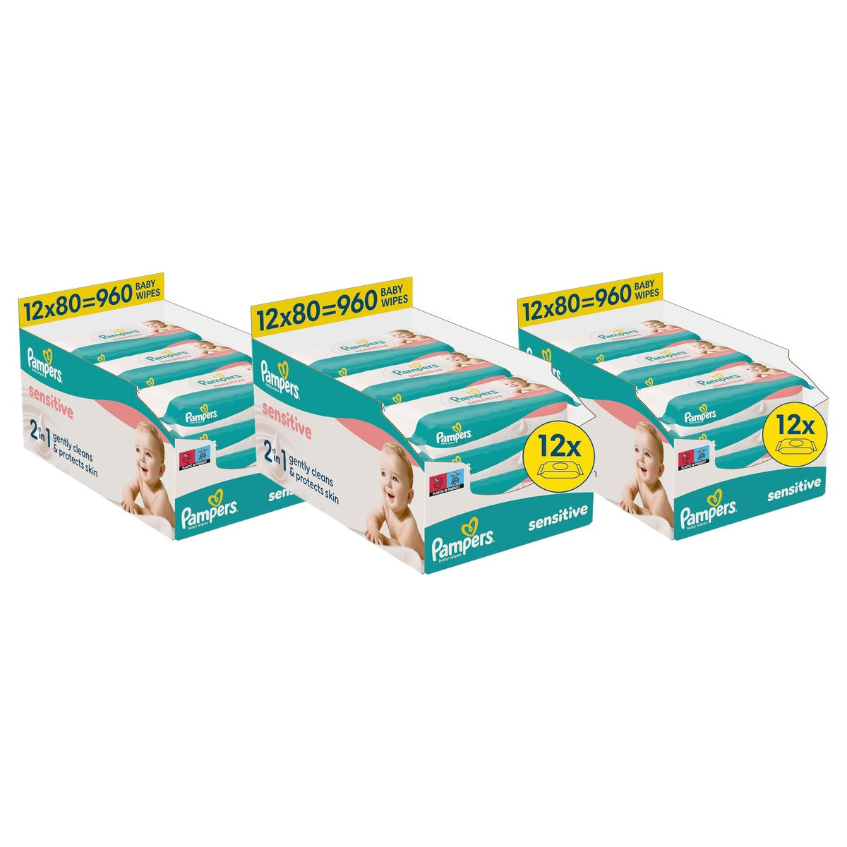 Pampers Sensitive babydoekjes 3 x 960 stuks - Voordeelverpakking