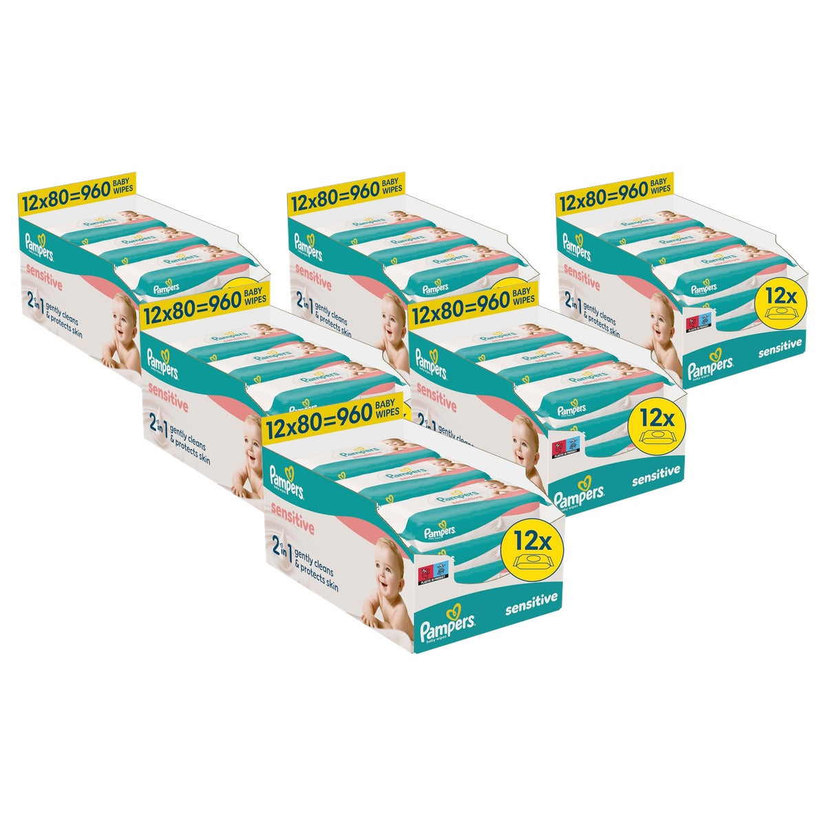 Pampers Sensitive babydoekjes 6 x 960 stuks - Voordeelverpakking