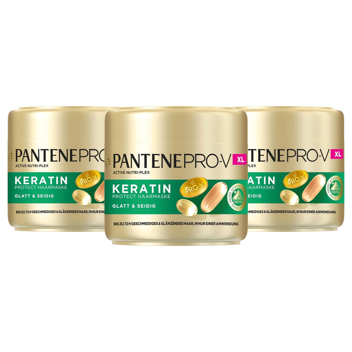 Pantene Pro-V Glad & Zijdeachtig Keratine Protect Haarmasker 3 x 500 ml - Voordeelverpakking