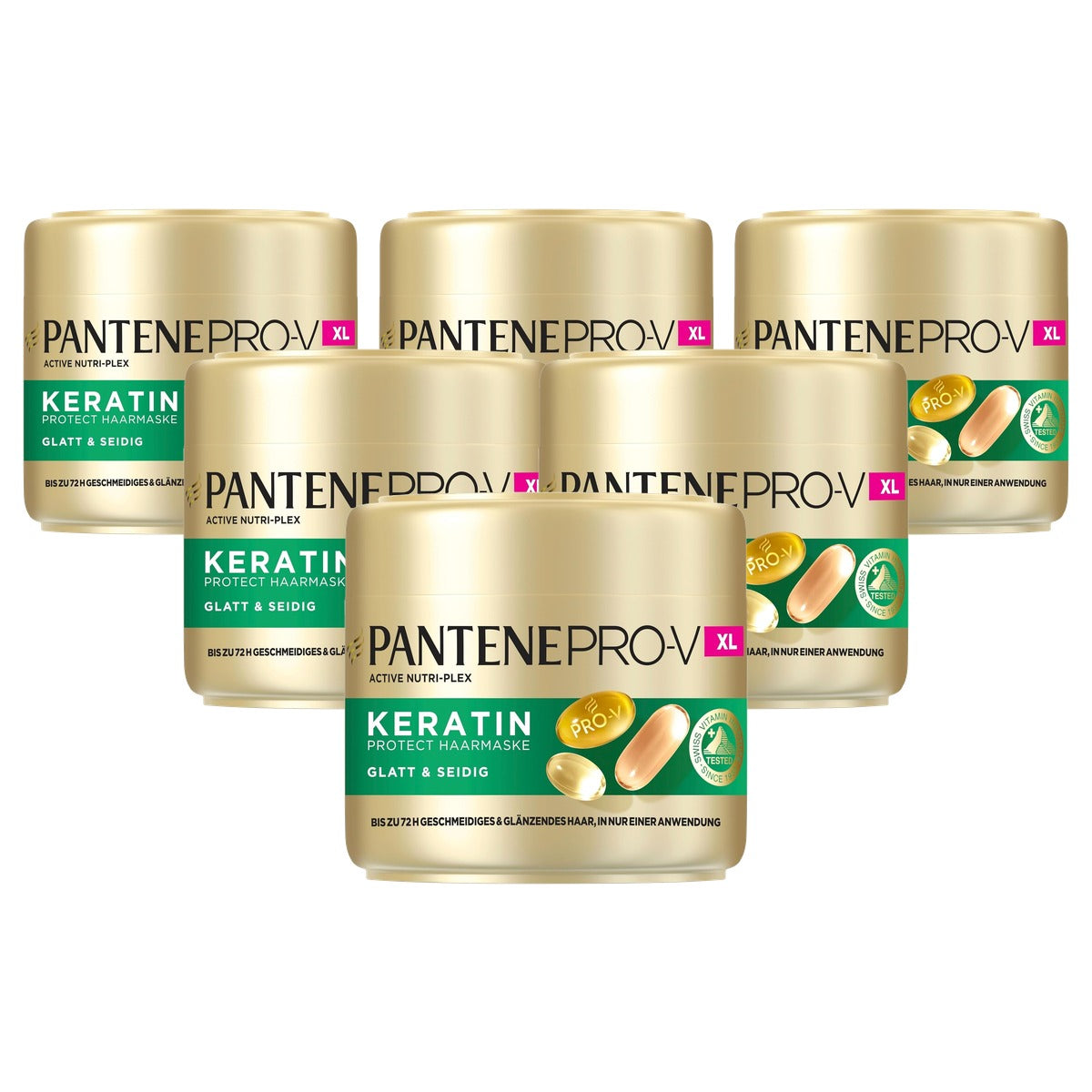 Pantene Pro-V Glad & Zijdeachtig Keratine Protect Haarmasker 6 x 500 ml - Voordeelverpakking