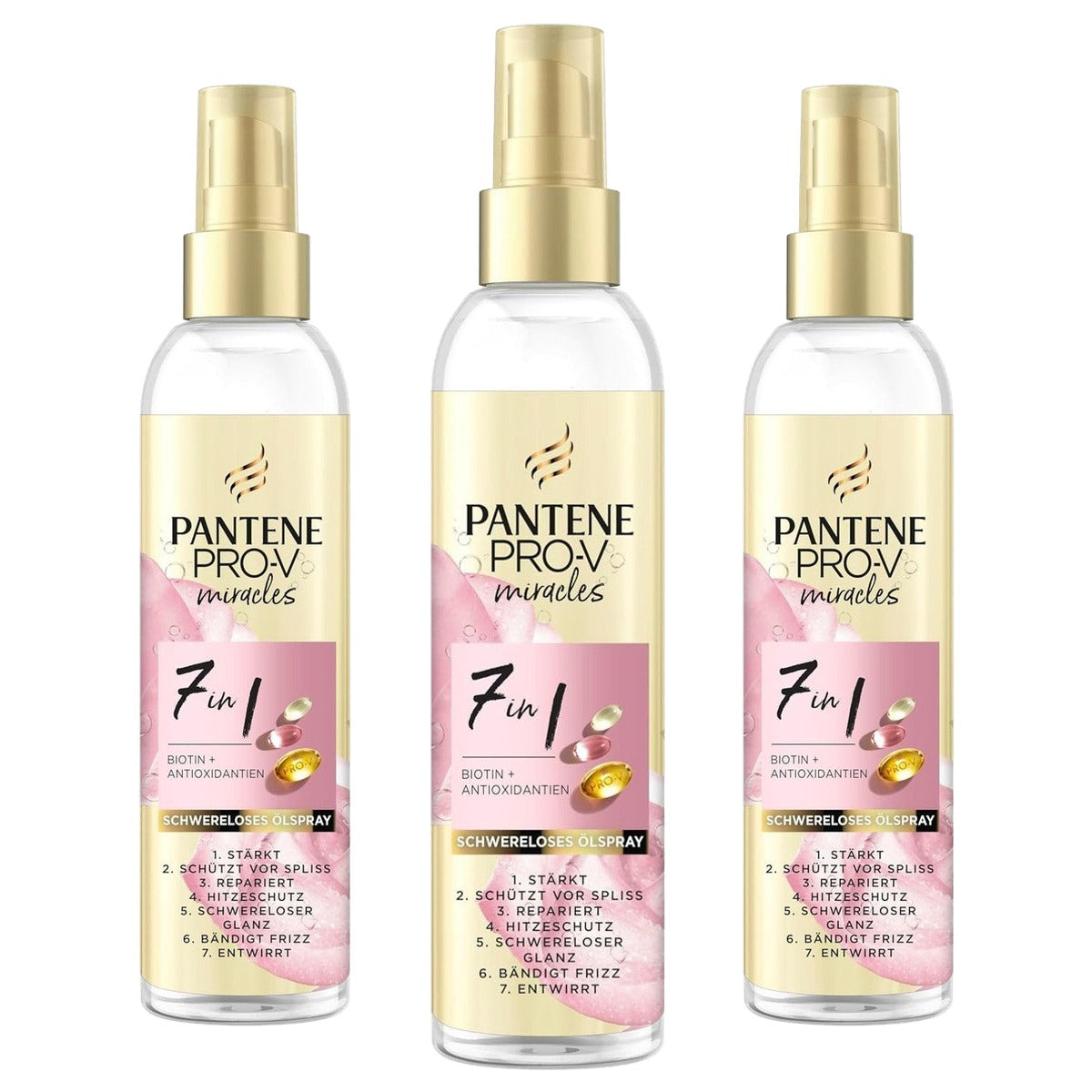 Pantene Pro-V 7-in-1 zwaarloze oliespray met biotine 3 x 145 ml - Voordeelverpakking