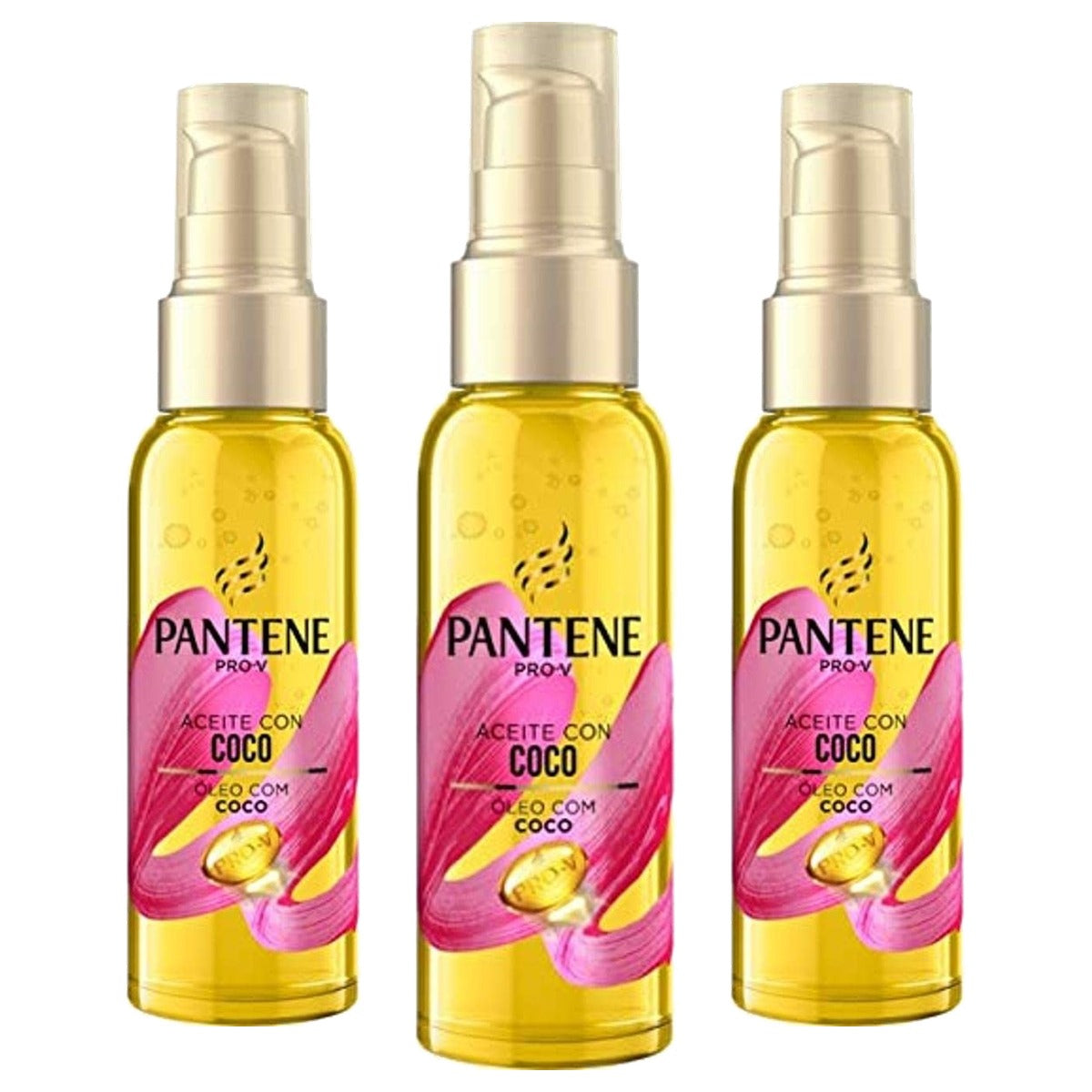 Pantene Pro-V Krullend Haarolie Kokosnoot 3 x 100 ml - Voordeelverpakking