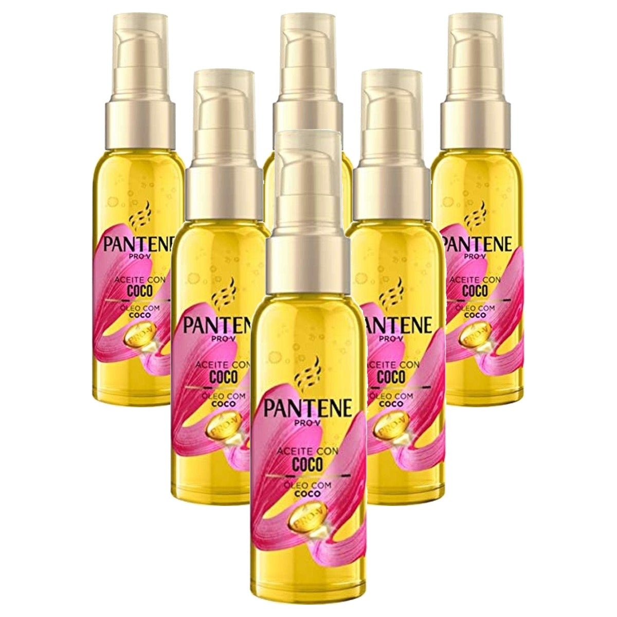 Pantene Pro-V Krullend Haarolie Kokosnoot 6 x 100 ml - Voordeelverpakking