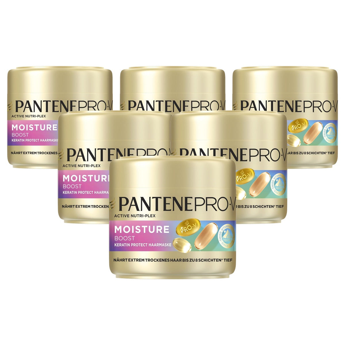 Pantene Pro-V Moisture Boost Keratine Protect haarmasker 6 x 300 ml - Voordeelverpakking