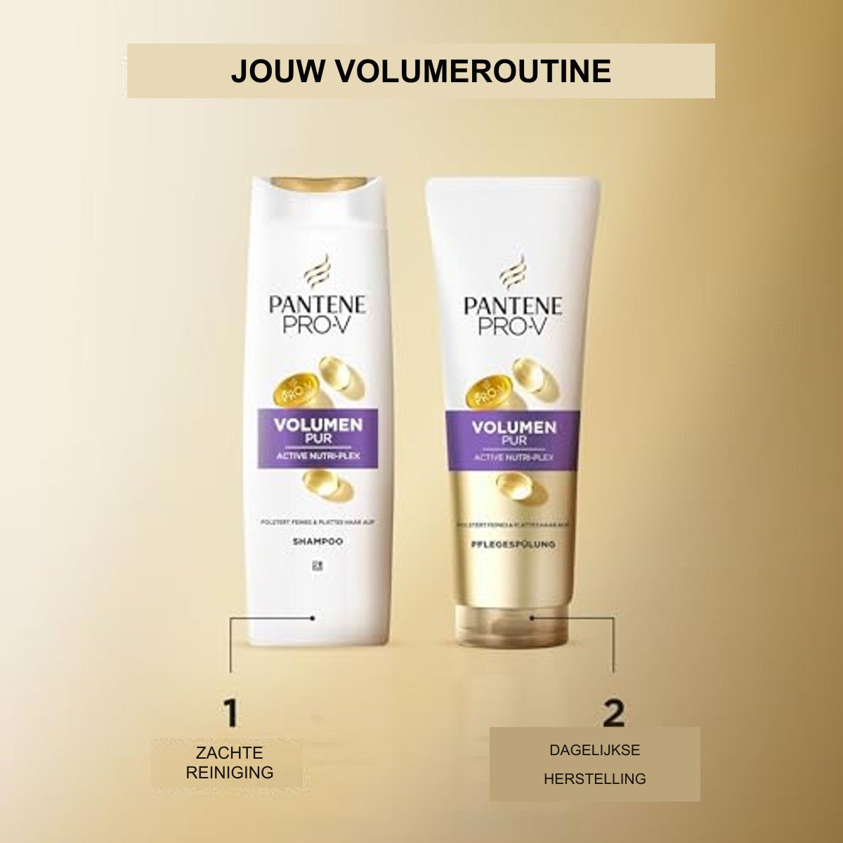 Pantene Pro-V Volume Pur Shampoo voor Fijn en Futloos Haar met Pomp 1000 ml