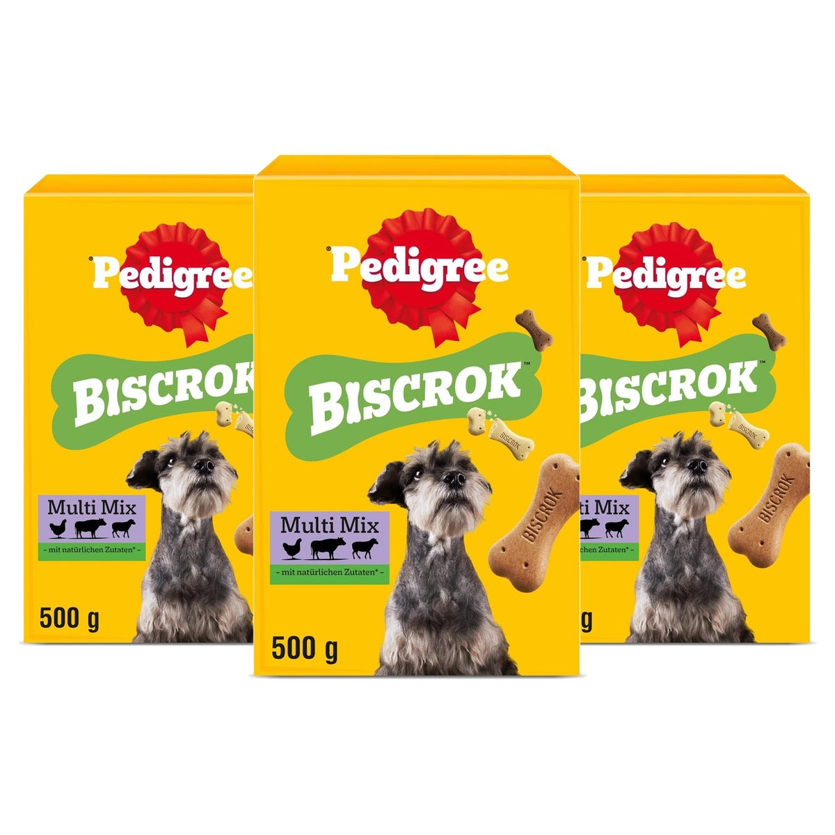 Pedigree Biscrok Multi Mix hondensnack kip, rund & lam 6 x 500 g - 3-pack