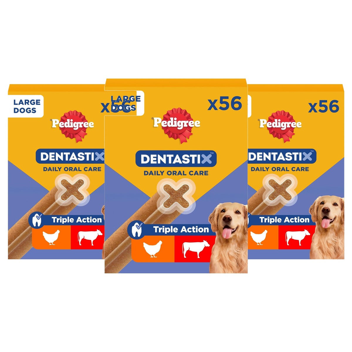Pedigree DentaStix hondensnack grote honden (25 kg+) kip & rund 1 x 2,16 kg - 3-pack