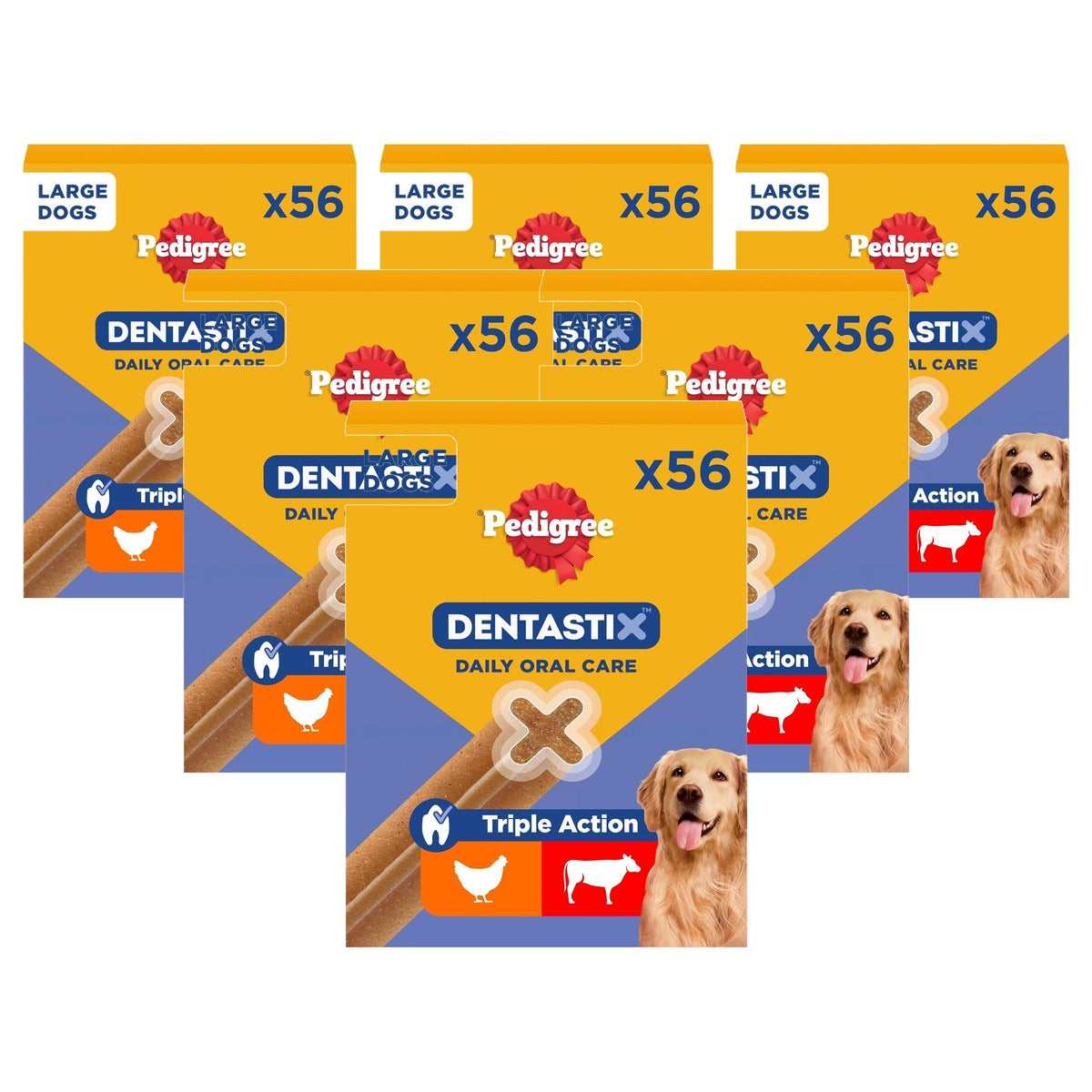Pedigree DentaStix hondensnack grote honden (25 kg+) kip & rund 1 x 2,16 kg - 6-pack
