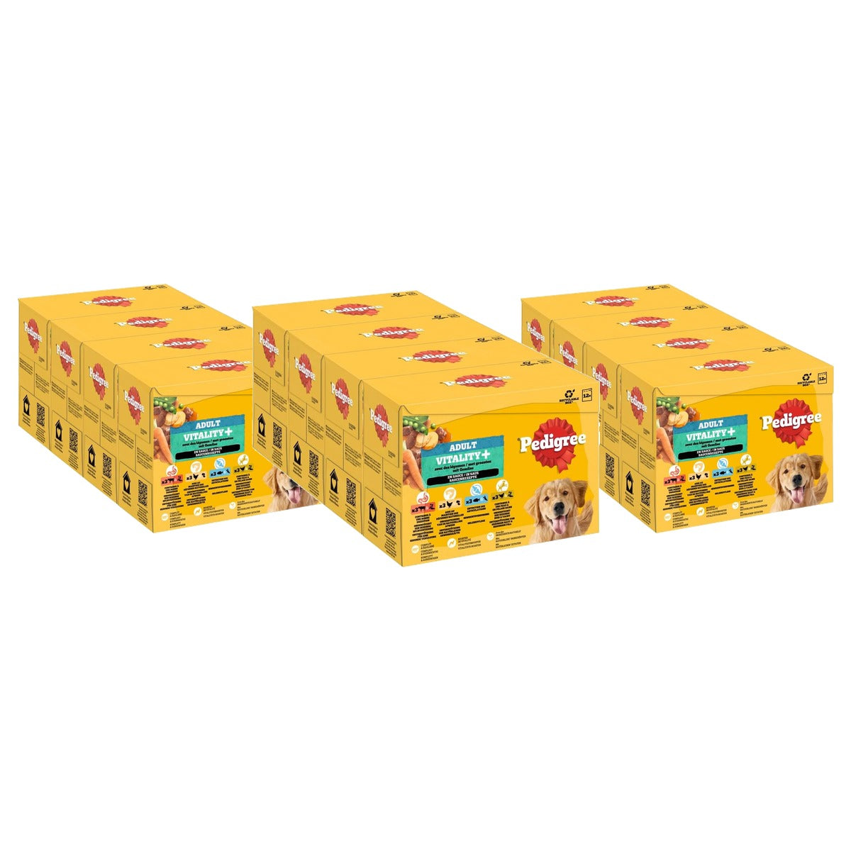Pedigree Dogcare Vitality+ hondenvoer chunks in saus Adult 4 x 12 x 85 g - 3-pack