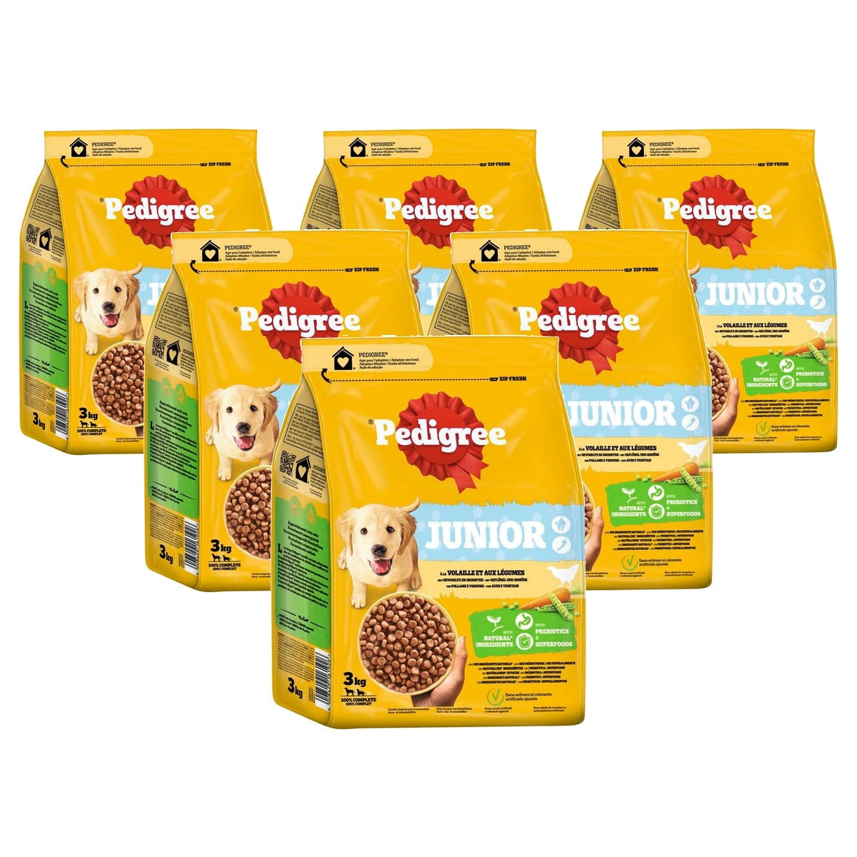 Pedigree Junior hondenvoer gevogelte en groenten 1 x 3 kg - 6-pack