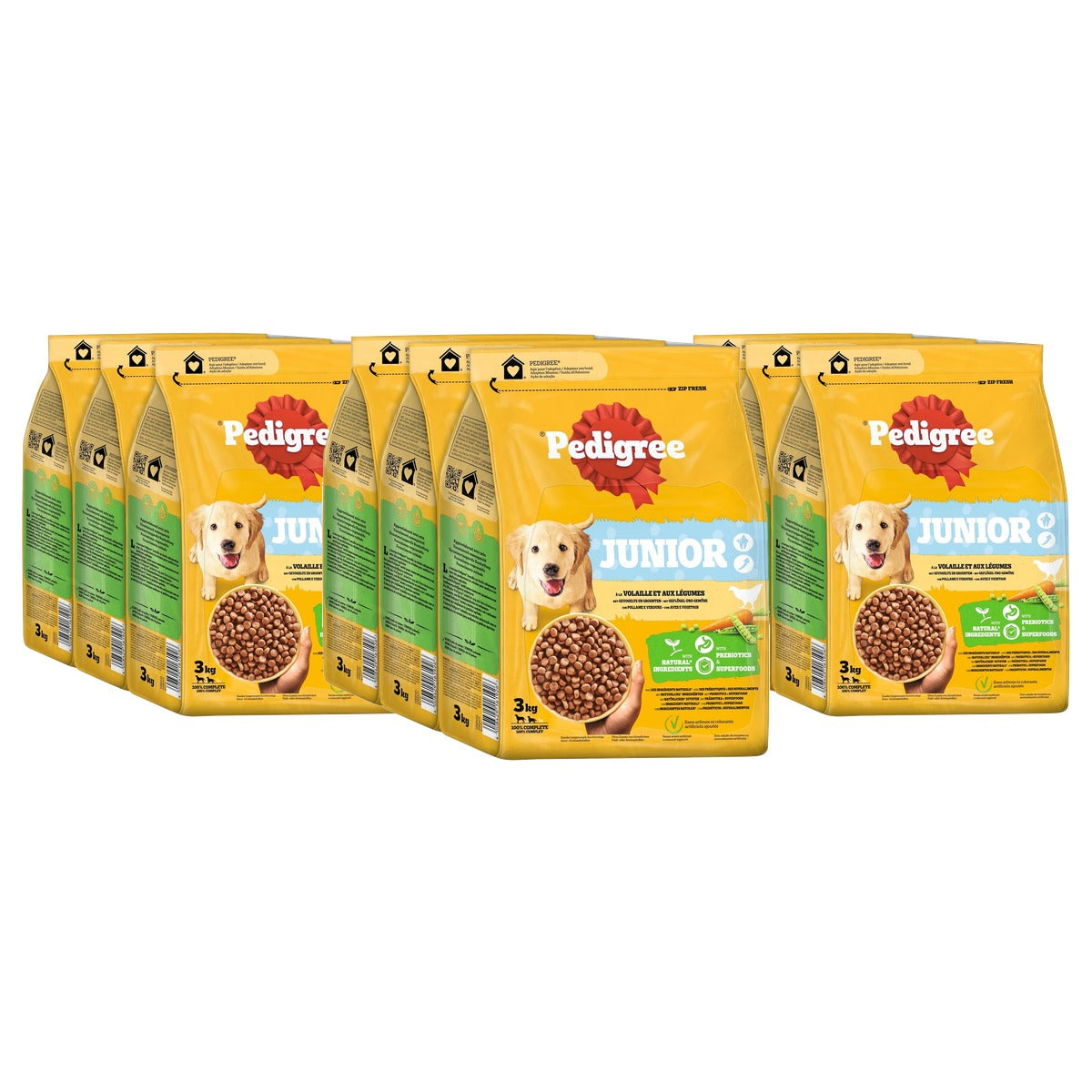 Pedigree Junior hondenvoer puppy gevogelte en groenten 3 x 3 kg - 3-pack