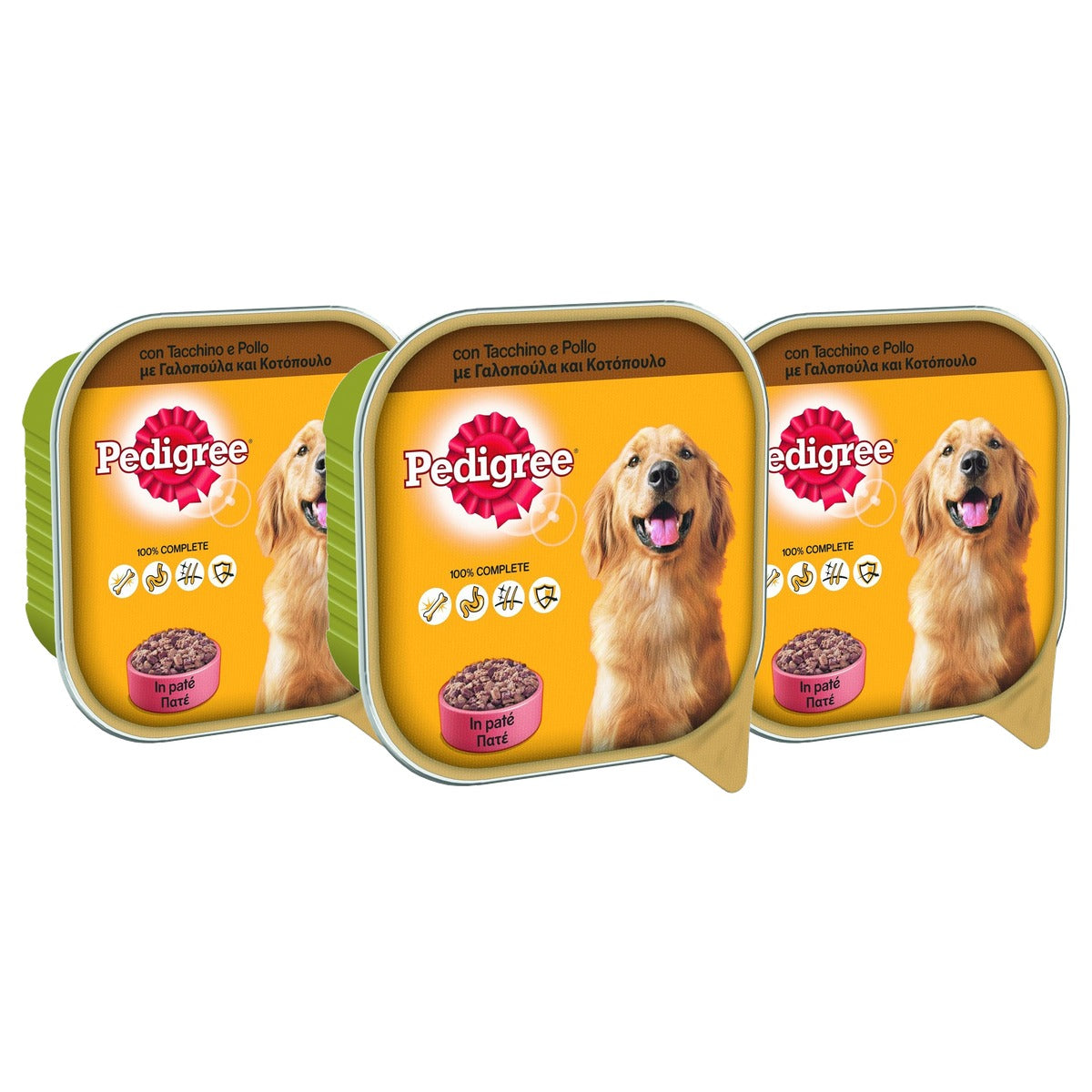 Pedigree hondenvoer kalkoen en kip in pastei, container 300 g, 20 schalen - 3-pack