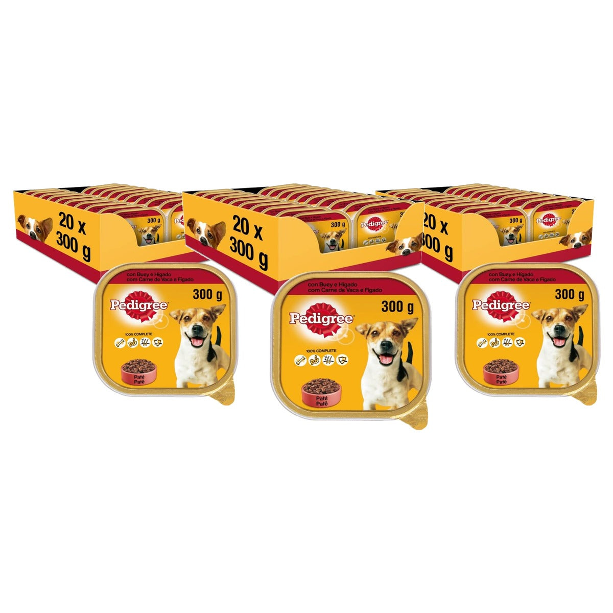 Pedigree hondenvoer ossen- en leversmaak in paté 20 x 300 g - 3-pack