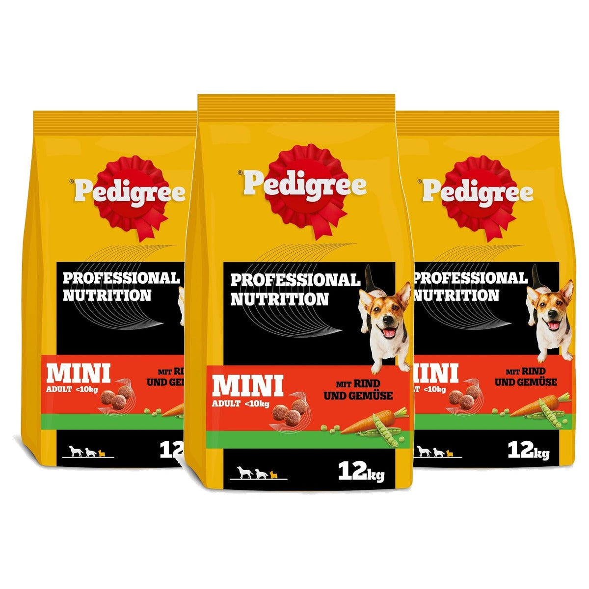 Pedigree Professional Nutrition hondenvoer rundvlees en groenten 12 kg - 3-pack