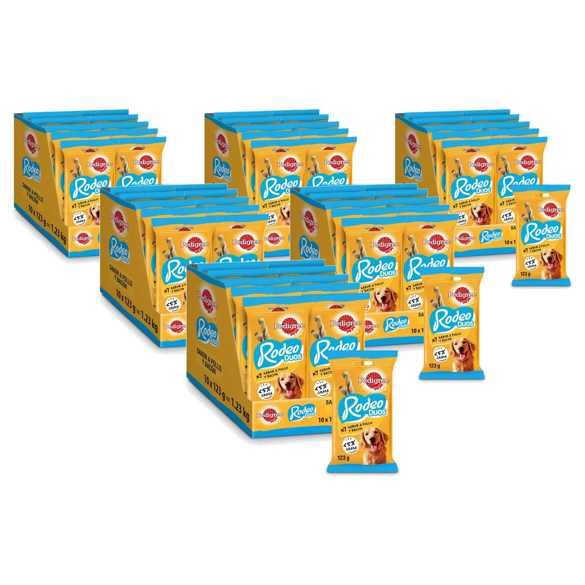Pedigree Rodeo Ropper hondensnack kip en spek 10 x 123 g - 6-pack