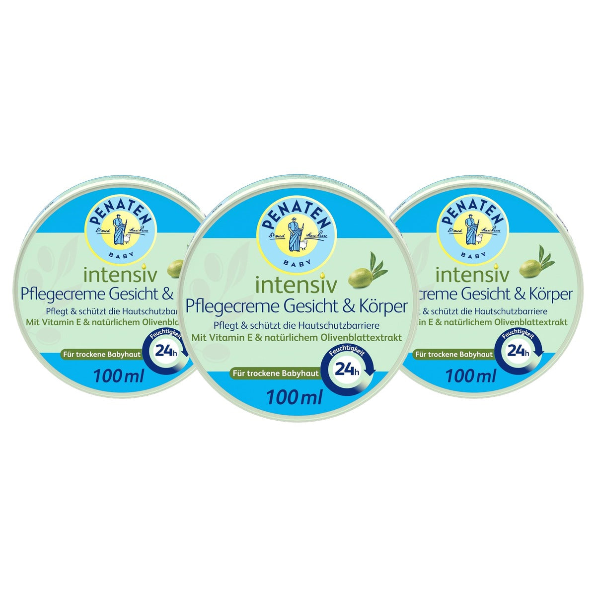 Penaten Intensiv Baby verzorgende crème gezicht & lichaam 3 x 100 ml - Voordeelverpakking