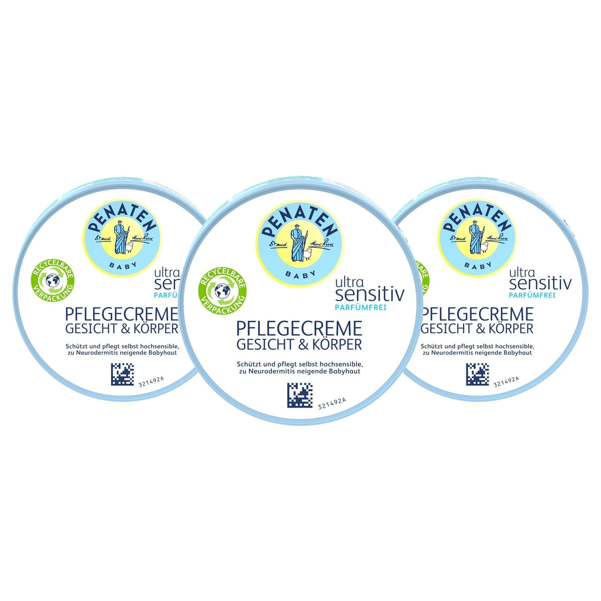 Penaten Ultra Sensitive verzorgende crème gezicht en lichaam 3 x 100 ml - Voordeelverpakking