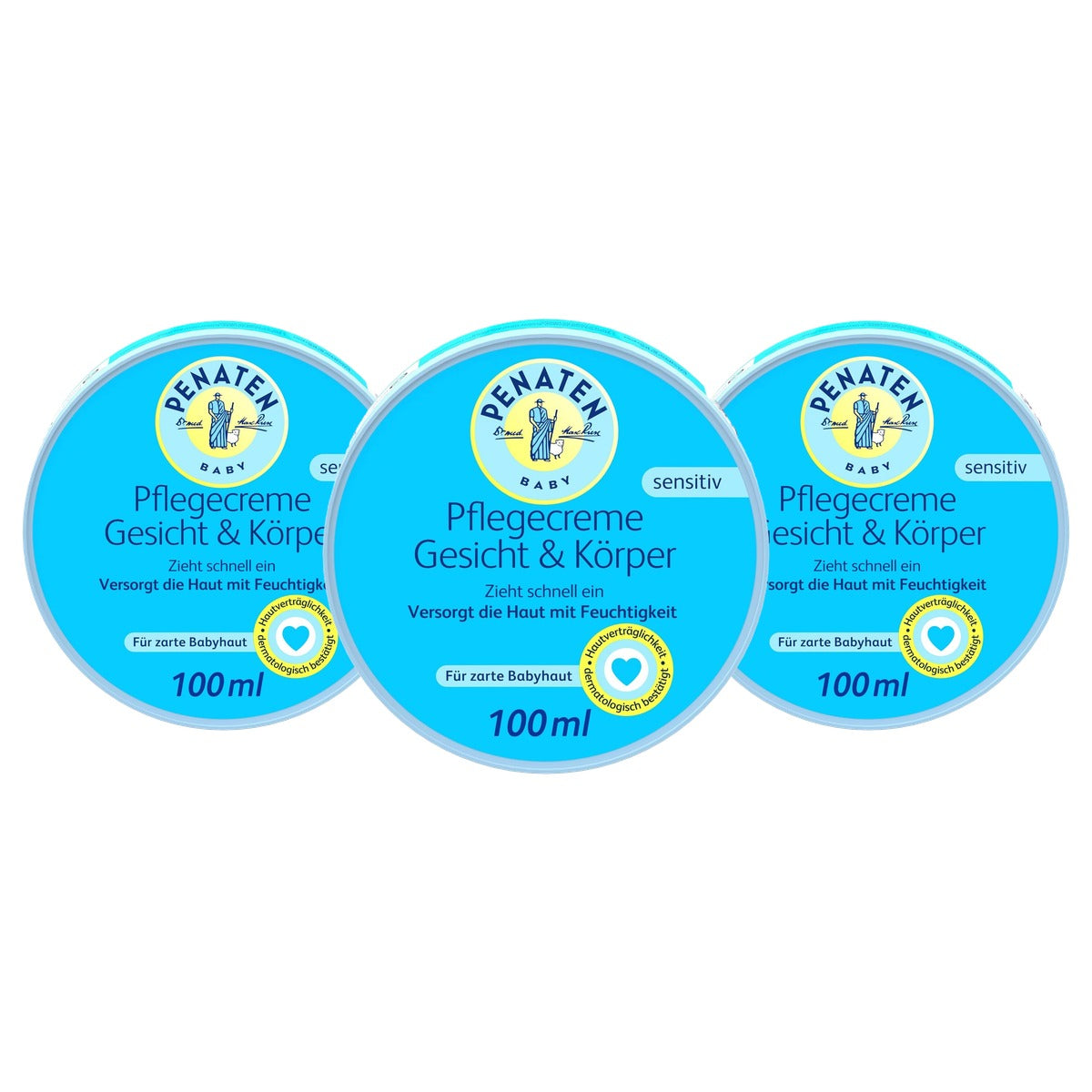 Penaten Verzorgende crème gezicht en lichaam baby 3 x 100 ml - Voordeelverpakking
