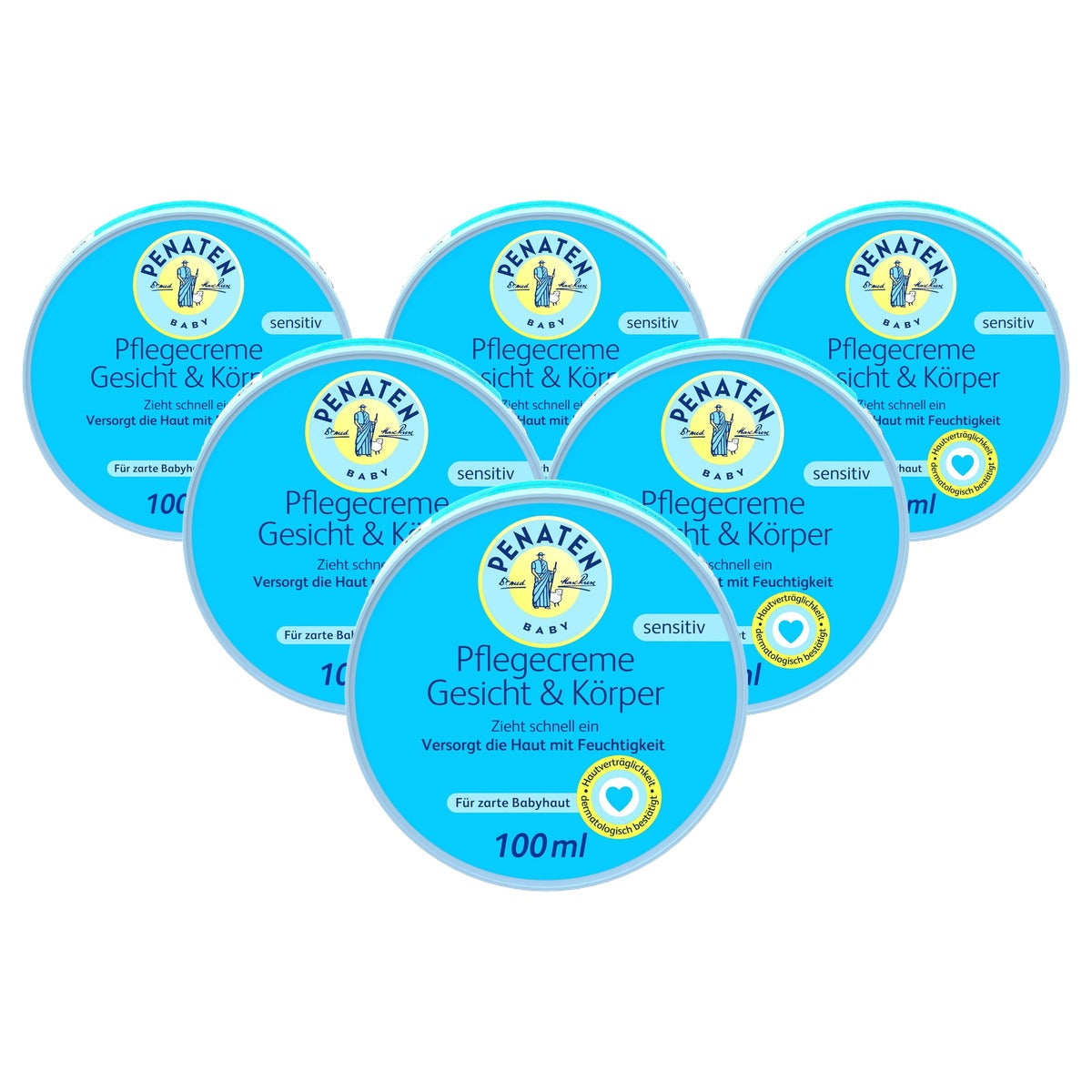Penaten Verzorgende crème gezicht en lichaam baby 6 x 100 ml - Voordeelverpakking