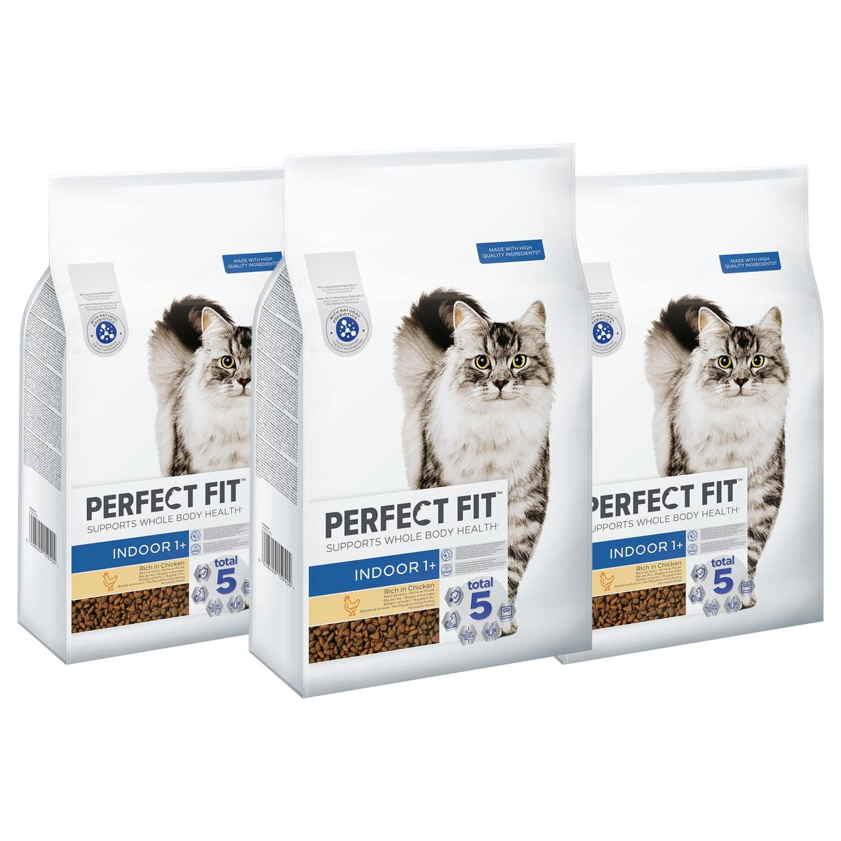 Perfect Fit Indoor Adult 1+ droogvoer kat Kip 7 kg - 3-pack
