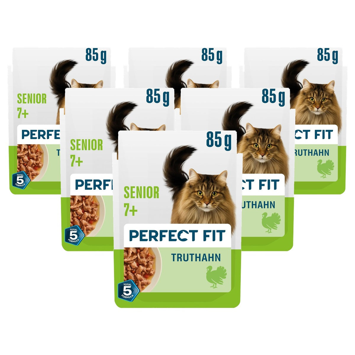Perfect Fit Senior 7+ natvoer kattenvoer kalkoen & wortelen 12 x 85 g - 6-pack